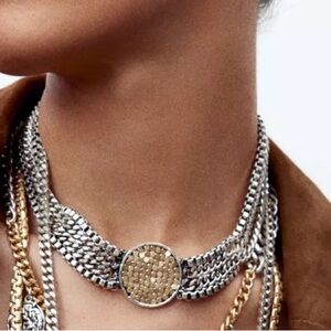 New without Box Zara Metal Gold / Silver Metallic Choker